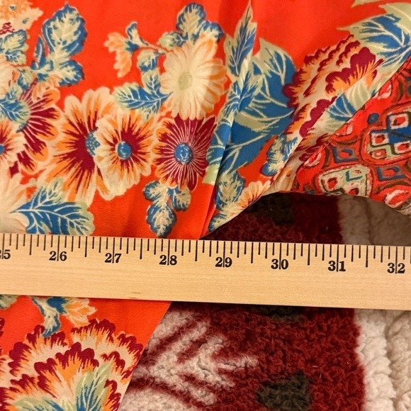 Free People Orange Floral Print Kimono Jacket Open Front Bohemian Extra Small - Picture 6 of 7